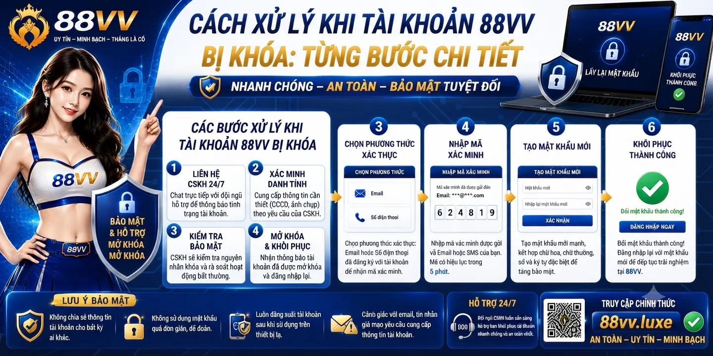 Tài Khoản 88VV Bị Khóa: Cách Xác Minh Và Mở Lại 2 Các bước xử lý khi tài khoản 88VV bị khóa
