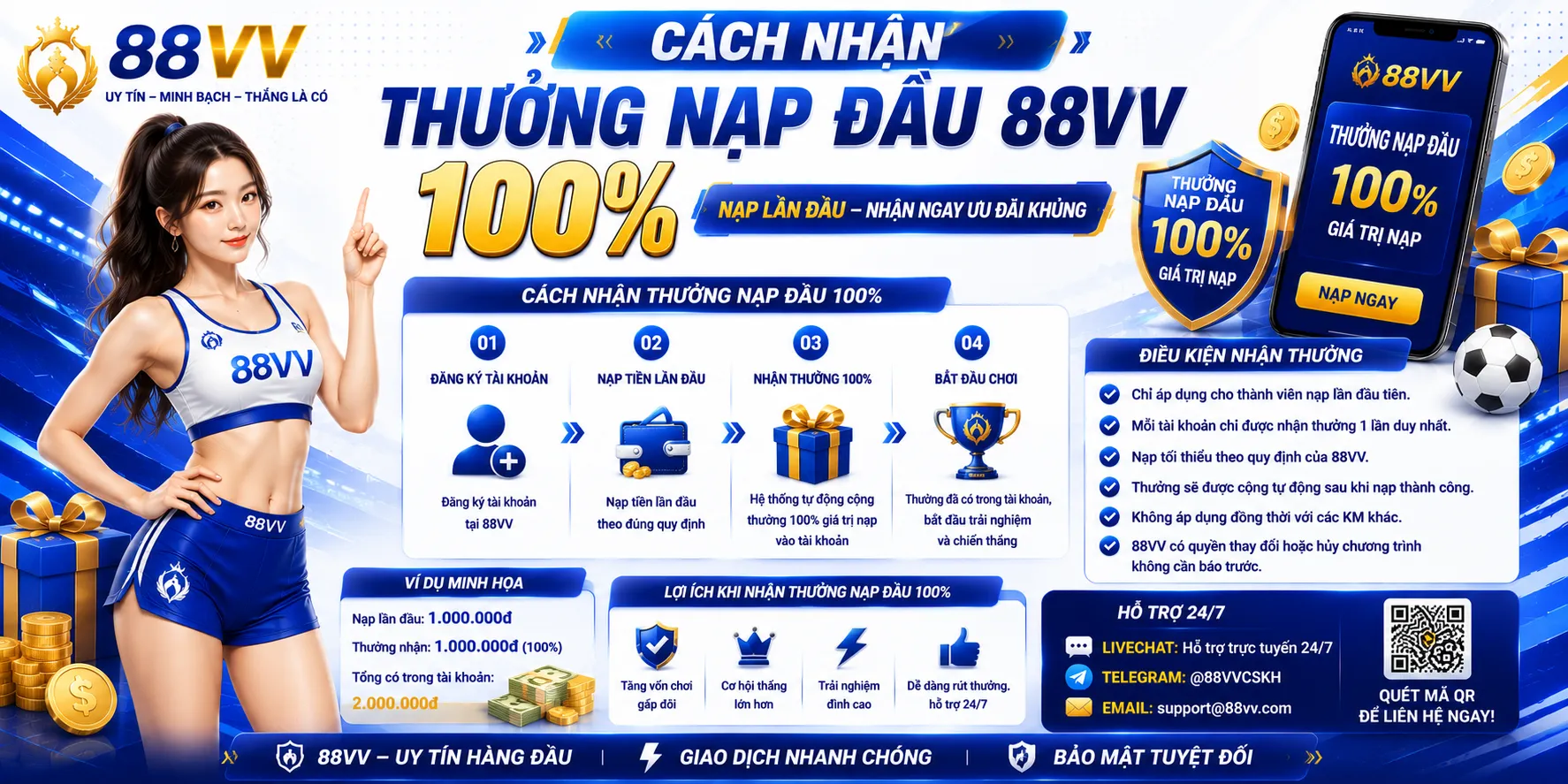 Thưởng Nạp Đầu 88VV 100%: Cách Nhận Và Sử Dụng 1 Cách nhận thưởng nạp đầu 88VV 100%