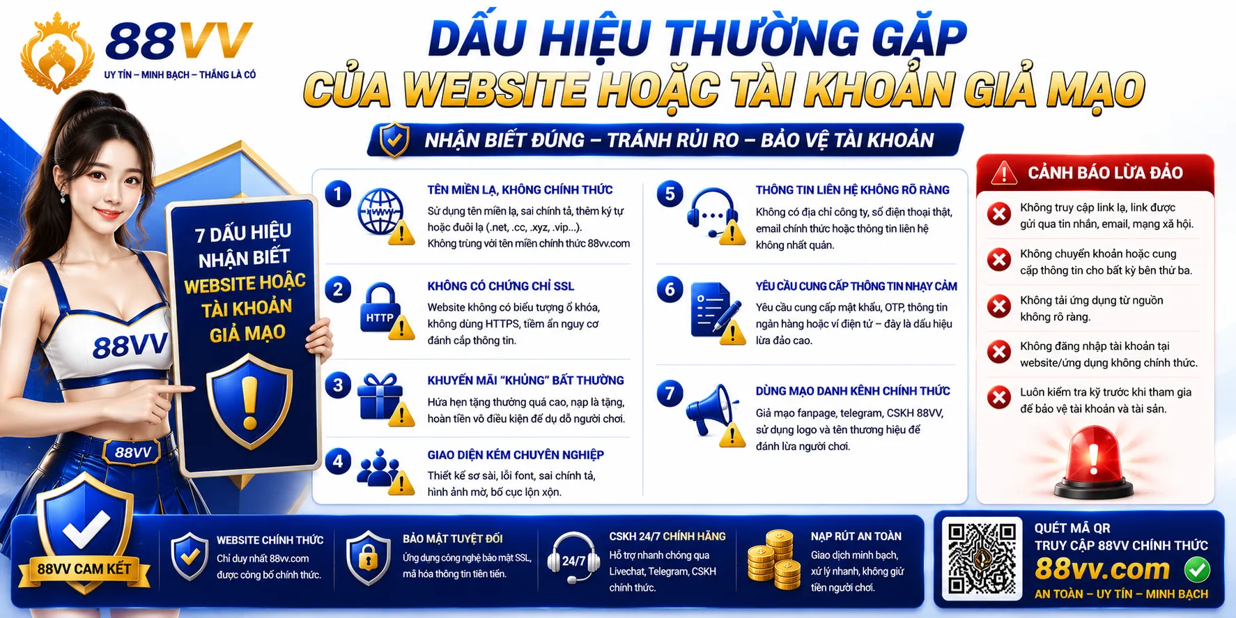 88VV Có Lừa Đảo Không? Cách Nhận Biết Website Giả 2 Dấu hiệu thường gặp của website hoặc tài khoản giả mạo