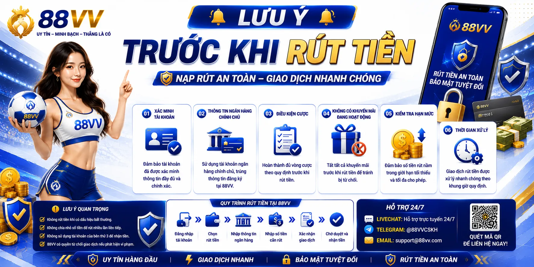 Thưởng Nạp Đầu 88VV 100%: Cách Nhận Và Sử Dụng 2 Lưu ý trước khi rút tiền