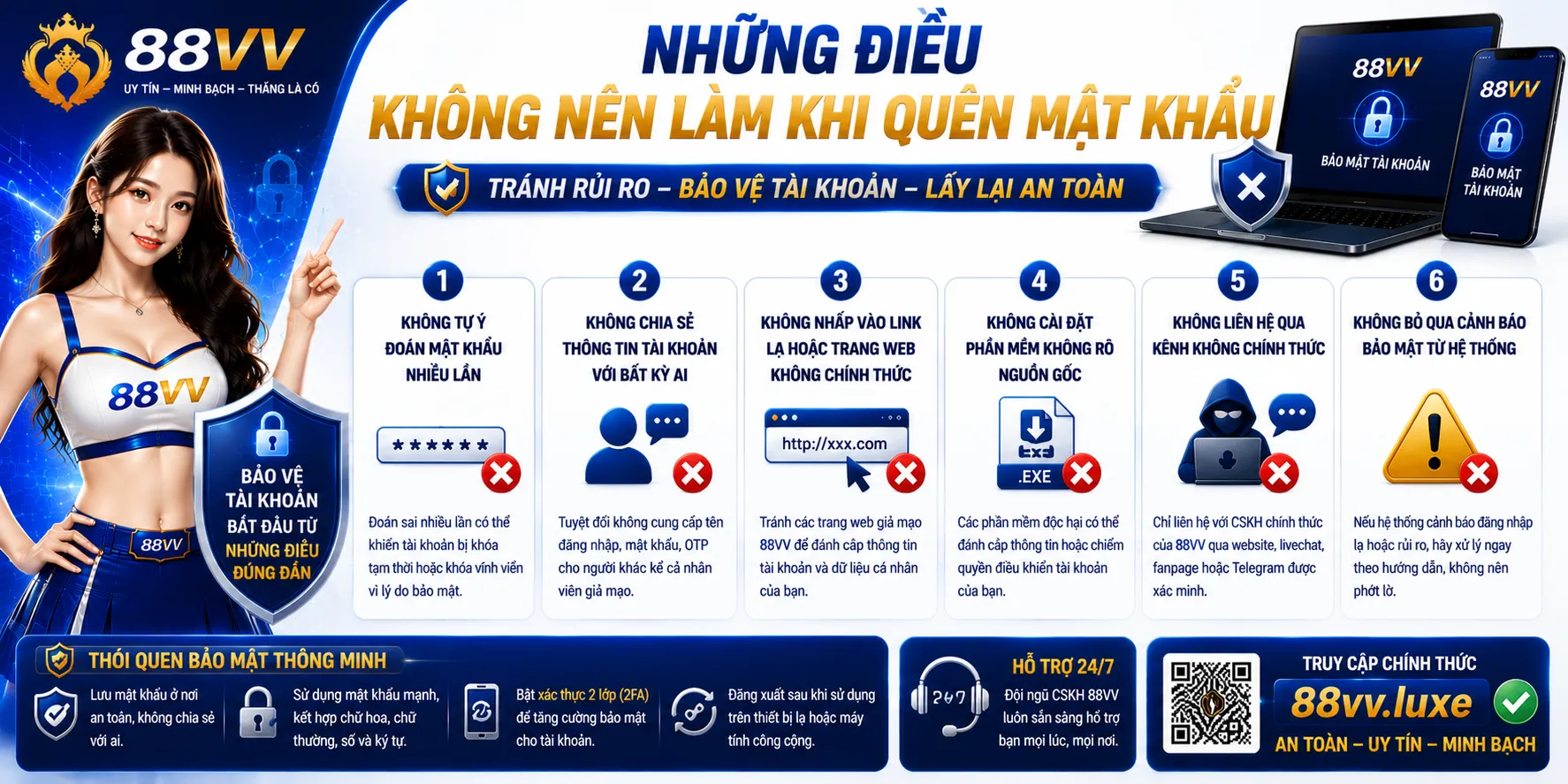 Quên Mật Khẩu 88VV? Cách Khôi Phục Tài Khoản 2 Những điều không nên làm khi quên mật khẩu