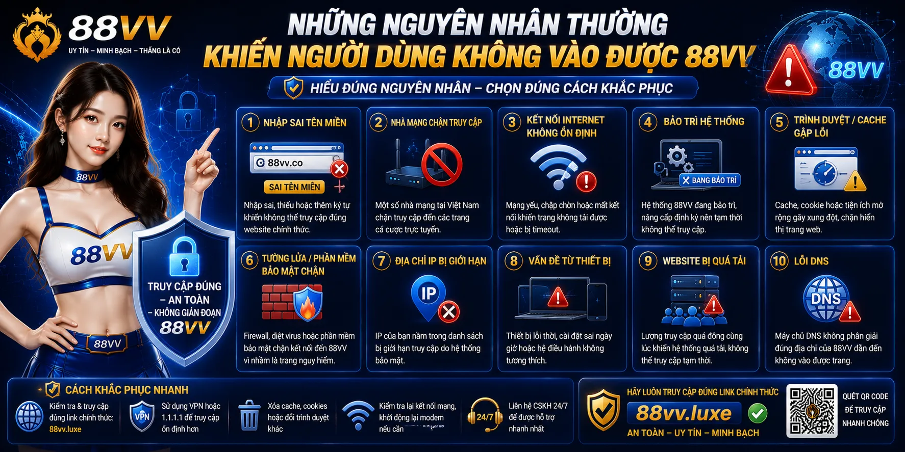 Không Vào Được 88VV? Nguyên Nhân Và Cách Khắc Phục 1 Những nguyên nhân thường khiến người dùng không vào được 88VV