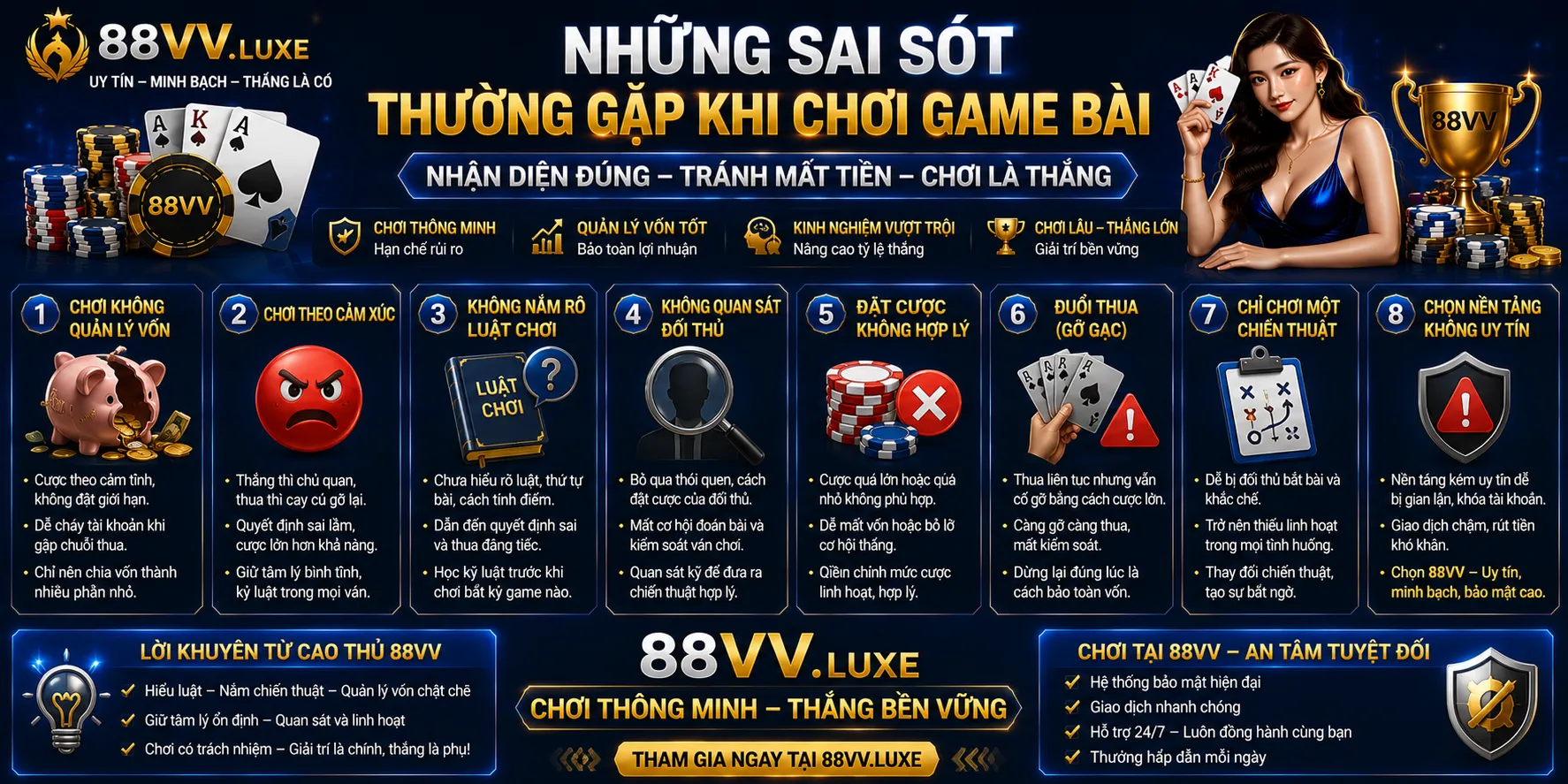 Những sai sót thường gặp khi chơi game bài
