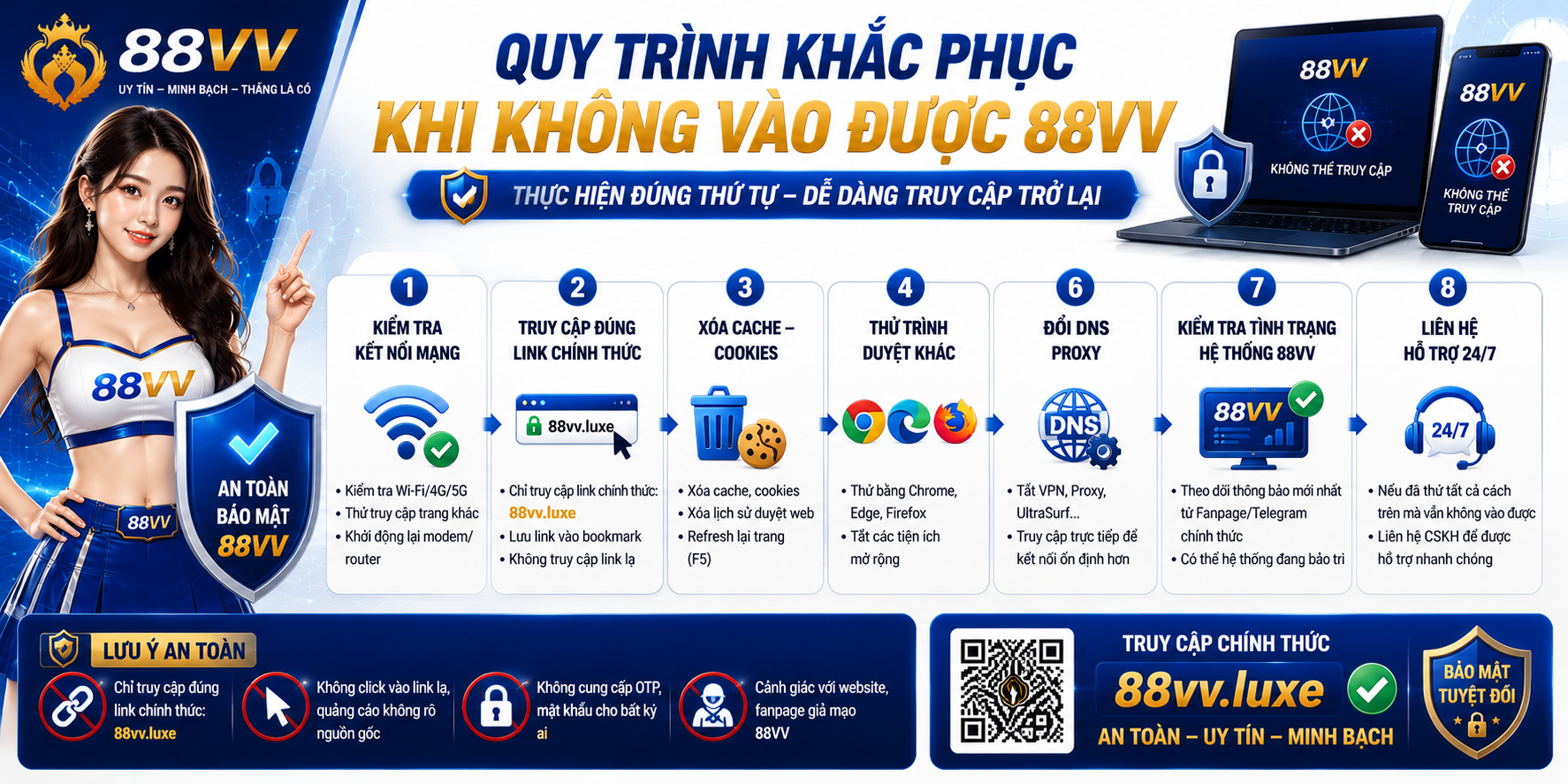 Không Vào Được 88VV? Nguyên Nhân Và Cách Khắc Phục 2 Quy trình khắc phục khi không vào được 88VV